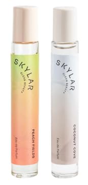 Skylar Peach Fields and Coconut Cove Eau de Perfume Layering 2 Pack- Hypoallergenic & Clean Perfume for Women & Men, Vegan & Safe for Sensitive Skin- (10mL /0.33 Fl oz) Skylar
