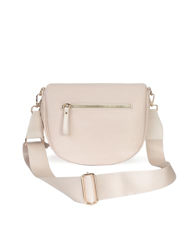 FEIBOON Spacious Nylon Crossbody Bag Bum Bag Handbags Wallets Purses Trendy Shoulder Bag for Women (beige)