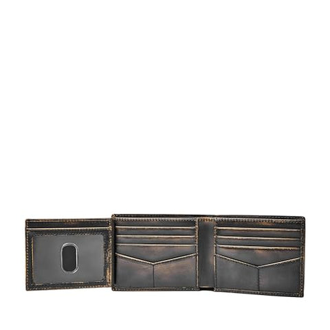 Fossil Men's Wade Leather Bifold with Flip ID Wallet, Black, (Model: ML3882001) Fossil