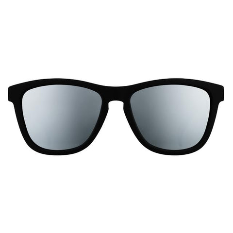 goodr Ron's Smoke and Mirrors Polarized Sunglasses for Men & Women, Limited Edition, Medium Sized (OG), Black Solid Frame with Silver Mirrored Reflective Lenses, UV400 Protection, No Slip, No Bounce