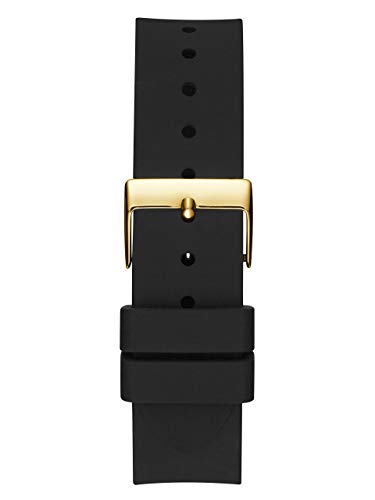 GUESS Gold-Tone Stainless Steel Crystal Encrusted Dial with Black Stain Resistant Silicone Watch (Model: U1160L1) GUESS