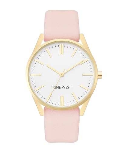 Nine West Women's NW/1994WTPK Gold-Tone and Pastel Pink Strap Watch