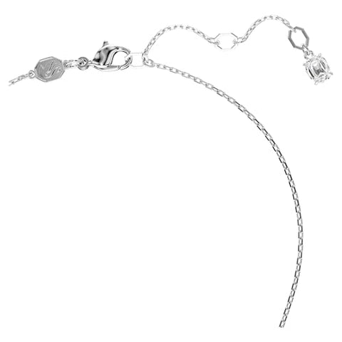 Swarovski Idyllia Pendant Necklace, Heart Pendant with Clear Round-Cut Stone and Clear Round Crystals in a Rhodium-Finished Setting, Part of the Idyllia Collection