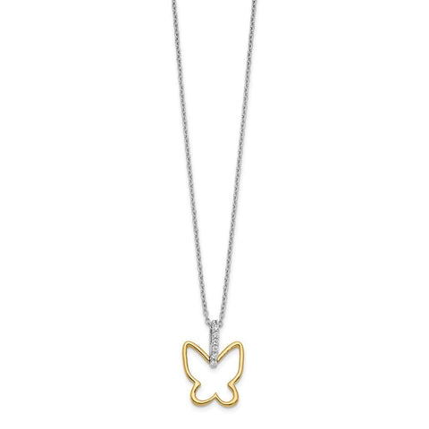 8mm 14k Two tone Gold Diamond Butterfly Angel Wings Necklace Jewelry Gifts for Women JewelryWeb