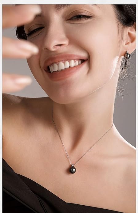 NONNYL Gifts for Women Wife Anniversary-Mothers Day Gifts for Mom-Tahitian Black Pearl Necklaces, Birthday Gifts Christmas Day Gifts Valentine's Day for Her Fine Jewelry Gifts for Women Wife NONNYL