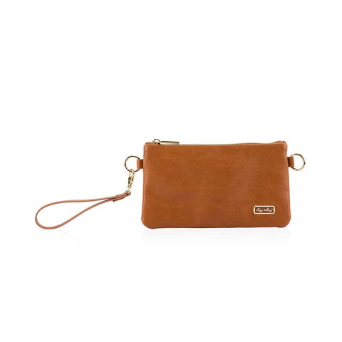 Itzy Ritzy Boss Pouch Wristlet, Crossbody Clutch & Belt Bag - Clutch Purse for Women - Includes Crossbody Strap & Wristlet Strap - Features 6 Card Slots & 2 Zippered Pockets (Cognac) Itzy Ritzy