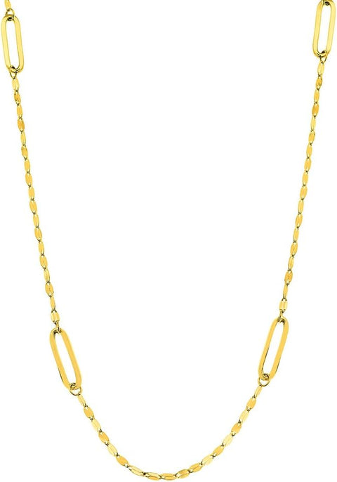 14k Yellow Gold Hammered Adjustable Forz 30 With Long Link Station and 18 Inch Jewelry Gifts for Women JewelryWeb
