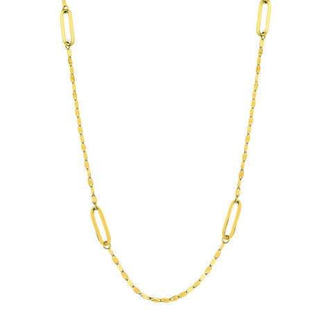 14k Yellow Gold Hammered Adjustable Forz 30 With Long Link Station and 18 Inch Jewelry Gifts for Women JewelryWeb
