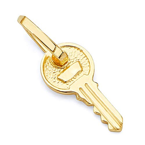 14k REAL Yellow Gold Tiny Key Charm Pendant