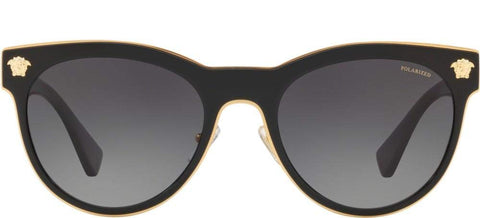 Versace VE2198 54mm Polarized Phantos Sunglasses for Women – Black Metal Frame with Black Temples, 100% UV Protection, Lightweight & Comfortable Sunglasses, eShades Eyewear Kit Included