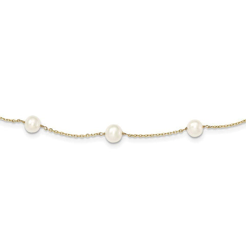 14k Yellow Gold Polished Freshwater Cultured Pearl Necklace 16 Inch Lobster Claw Jewelry Gifts for Women JewelryWeb