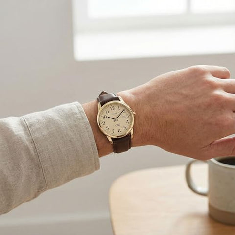 Timex Men's TW2P75800 Easy Reader 38mm Brown/Gold-Tone/Cream Leather Strap Watch