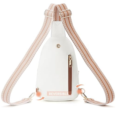 BOSTANTEN Small Sling Bag for Women Leather Crossbody Bags Fanny Pack Chest Bag for Travel, Beige