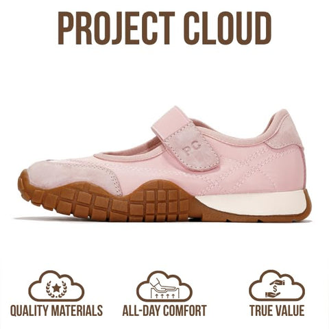 Project Cloud Girls Shoes - Memory Foam Insole Kids Shoes Girls Sneakers - Lightweight Mary Jane Flats & Non-Slip Comfortable Kids Sneakers (Little Donna, Pink, 1)