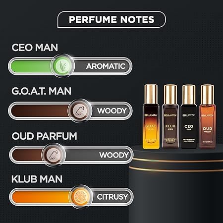 Generic Bella.Vita Luxury Man Perfume Gift Set 4 x 20 ml for Men with KLUB, OUD, CEO, G.O.A.T Perfume | Woody, Citrusy Long Lasting EDP Fragrance Scent Generic