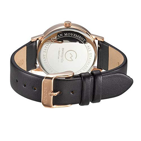 monogriis Women's Watch Mother of Pearl Dial Analogue Display Japan Brand (Black x Black) monogriis