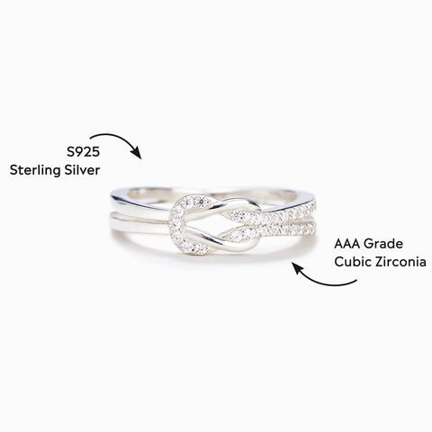 STORYJEWELLERY Mothers Ring, Daughter Gifts from Mom, Birthday Gifts for Mom, Mom Presents, 925 Sterling Silver Square Knot Ring for Women, Christmas, Thanksgiving, Mothers Day, Anniversary Size7Y STORYJEWELLERY