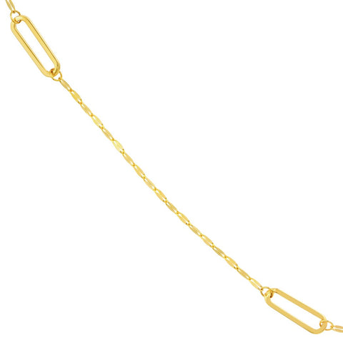 14k Yellow Gold Hammered Adjustable Forz 30 With Long Link Station and 18 Inch Jewelry Gifts for Women JewelryWeb