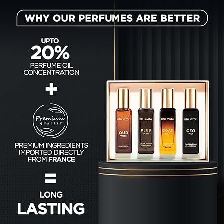 Generic Bella.Vita Luxury Man Perfume Gift Set 4 x 20 ml for Men with KLUB, OUD, CEO, G.O.A.T Perfume | Woody, Citrusy Long Lasting EDP Fragrance Scent Generic