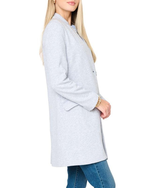 GIBSONLOOK Women Notch Collar Knit Topper, Lined Tailored Sweater Jacket, Business Casual Outfits for Women, Heather Grey- S