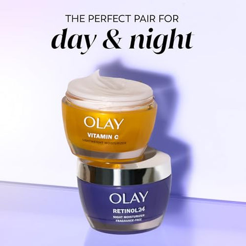 Olay Retinol 24 Face Moisturizer, Anti-Aging Night Cream for Women, Fragrance-Free, Non Greasy - Anti-Wrinkle, Smooth Fine Lines, Tightening, Hydrating Skin Care - Peptides, Glycerin, 1.7 Oz