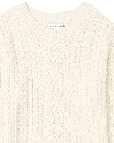 Amazon Essentials Women's Soft Fisherman Cable Long-Sleeve Crewneck Sweater (Available in Plus Size), Cream, Medium