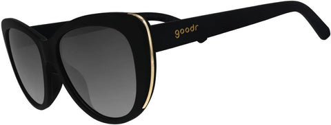goodr It's Noir, Darling Polarized Sunglasses, Medium Sized (Glam G), Black Solid Frames with Black Gradient Lenses, Light Gold Accents, UV400 Protection, No Slip, No Bounce