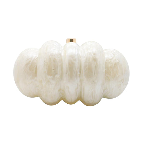 PENGZHI Women Puff Acrylic Clutch Purse Glitter Marble Acrylic Handbag Unique Evening Bag Chain Shoulder Bag for Party Prom, Pearl White PENGZHI