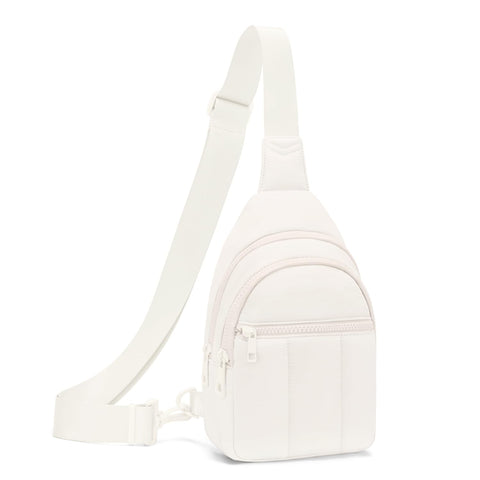 Viverte Quilted Puffer Crossbody Bags for Women Small Puffy Sling Bag Lightweight Cross Body Bubble Purse Shoulder Bag for Travel (Cream White)