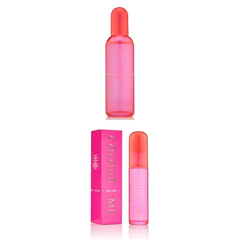 COLOUR ME Neon Pink Fragrance Set by Milton-Lloyd - EDP Spray Perfumes for Women - Amber Floral Woody Scent - Mandarin, Ginger Notes, Jasmine, and Vanilla - for Vibrant Ladies - 2 pc COLOUR ME