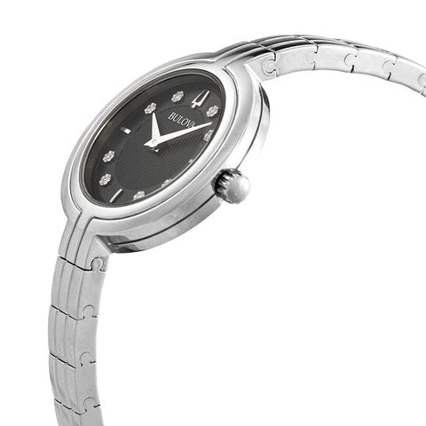 Bulova RhapsodyQuartz Ladies Watch, Stainless Steel Diamond , Silver-Tone (Model: 96P215) Bulova
