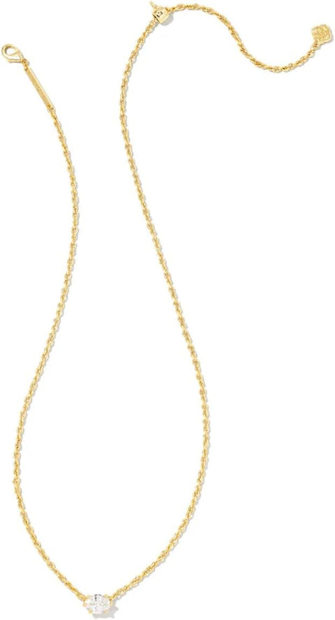 Kendra Scott Cailin 14k Gold-Plated Brass Pendant Necklace in White Crystal, Fashion Jewelry For Women