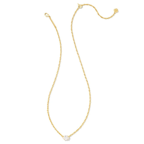 Kendra Scott Cailin 14k Gold-Plated Brass Pendant Necklace in White Crystal, Fashion Jewelry For Women