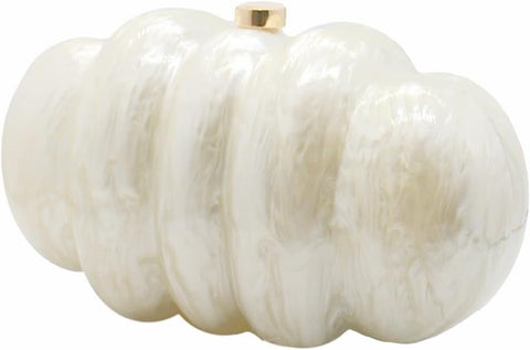 PENGZHI Women Puff Acrylic Clutch Purse Glitter Marble Acrylic Handbag Unique Evening Bag Chain Shoulder Bag for Party Prom, Pearl White PENGZHI