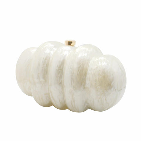 PENGZHI Women Puff Acrylic Clutch Purse Glitter Marble Acrylic Handbag Unique Evening Bag Chain Shoulder Bag for Party Prom, Pearl White PENGZHI