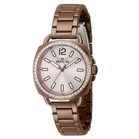 Invicta Lady's Wildflower 32mm Stainless Steel Quartz Watch, Brown (Model: 46344)