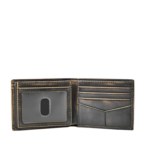 Fossil Men's Wade Leather Bifold with Flip ID Wallet, Black, (Model: ML3882001) Fossil