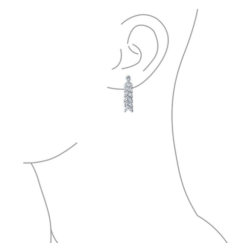Art Deco Style Fashion Bridal Multi Marquise AAA CZ Statement Collar Tennis Necklace Matching Chandelier Dangle Earrings Jewelry Set for Women Wedding Prom Pageant Silver Plated Bling Jewelry
