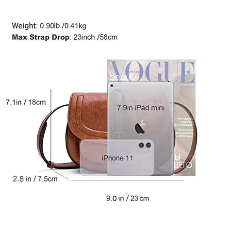 Crossbody Bags for Women,Small Saddle Purse and Boho Cross body Handbags,Vegan Leather,Brown AFKOMST