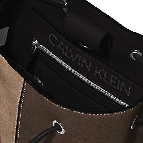 Calvin Klein womens Gabrianna Novelty Bucket Shoulder Bag, Grey Combo, One Size