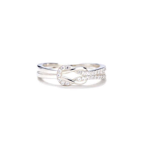 STORYJEWELLERY Mothers Ring, Daughter Gifts from Mom, Birthday Gifts for Mom, Mom Presents, 925 Sterling Silver Square Knot Ring for Women, Christmas, Thanksgiving, Mothers Day, Anniversary Size7Y STORYJEWELLERY
