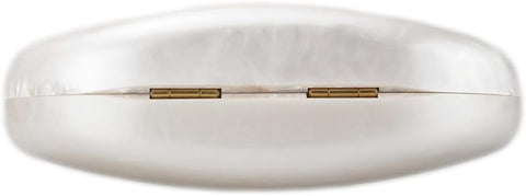 DEBIMY Shell Acrylic Evening Clutch Purse for Women Egg Shape Acrylic Handbags Oval Wedding Party Shoulder Crossbody Bag White Beige DEBIMY