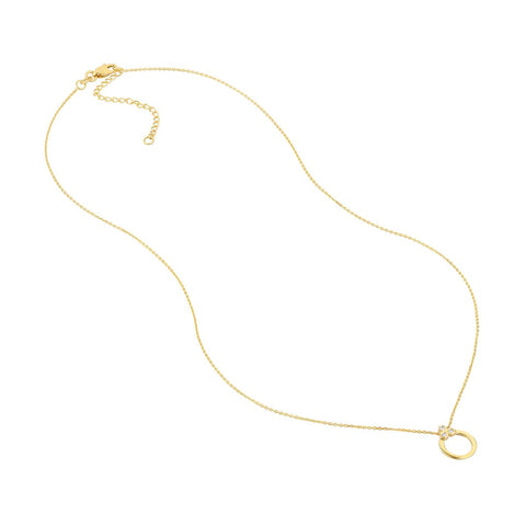 14k Yellow Gold 3 Diamond 0.036 Dwt Adjustable Circle Necklace 18 Inch Jewelry Gifts for Women JewelryWeb