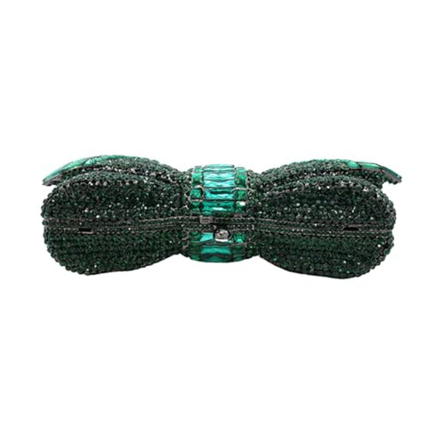 DJBM Luxury 3D Bowknot Rhinestone Purse Bow Crystal Clutch Sparkly Evening Bag for Women Wedding Banquet Party, Green DJBM