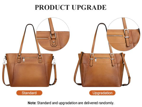 Over Earth Women Leather Handbags Genuine Leather Tote Shoulder Bag with Multi Pockets(O105E Two Tone Brown New) Over Earth