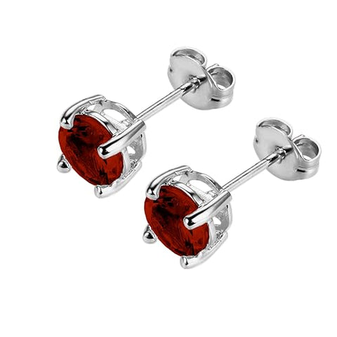 Amazon Essentials Sterling Silver Round Birthstone Stud Earrings