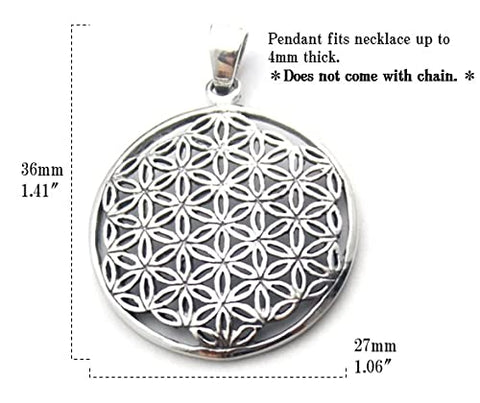 COSUMOSU flower of life Sacred Geometry 925 Sterling Silver Pendant - 1.06″ Circle