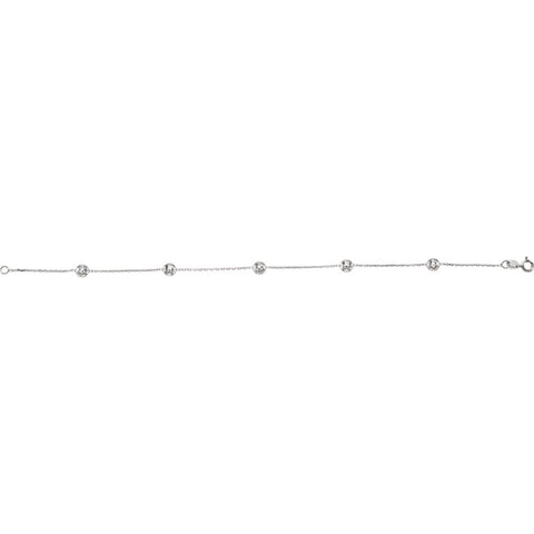 14k White Gold 7 Inch CZ Cubic Zirconia Simulated Diamond Station Necklace Jewelry Gifts for Women JewelryWeb