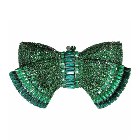 DJBM Luxury 3D Bowknot Rhinestone Purse Bow Crystal Clutch Sparkly Evening Bag for Women Wedding Banquet Party, Green DJBM