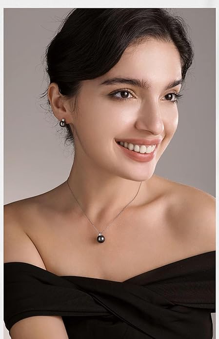 NONNYL Gifts for Women Wife Anniversary-Mothers Day Gifts for Mom-Tahitian Black Pearl Necklaces, Birthday Gifts Christmas Day Gifts Valentine's Day for Her Fine Jewelry Gifts for Women Wife NONNYL